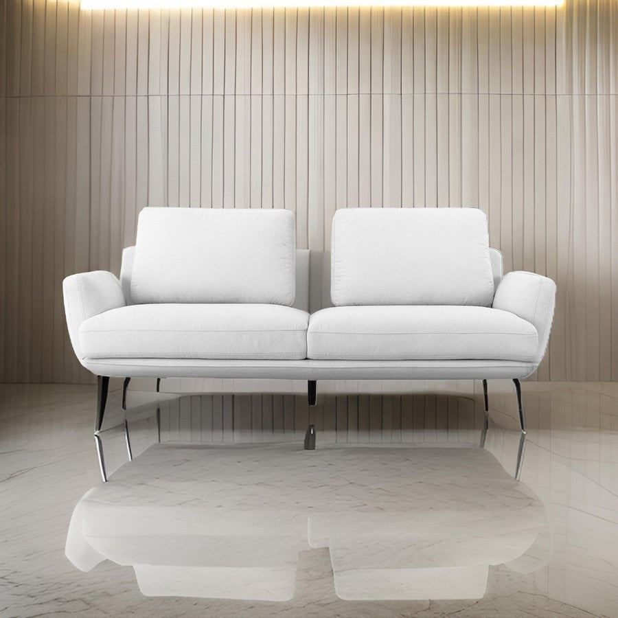 Reno Iman 89 Inch Sofa Removable Back and Seats White Fabric Upholstery By Casagear Home BM311148