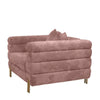 43 Inch Accent Chair Channel Tufted Metal Legs Pink Velvet Upholstery By Casagear Home BM311152