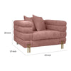 43 Inch Accent Chair Channel Tufted Metal Legs Pink Velvet Upholstery By Casagear Home BM311152