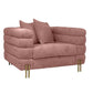 43 Inch Accent Chair, Channel Tufted, Metal Legs, Pink Velvet Upholstery By Casagear Home