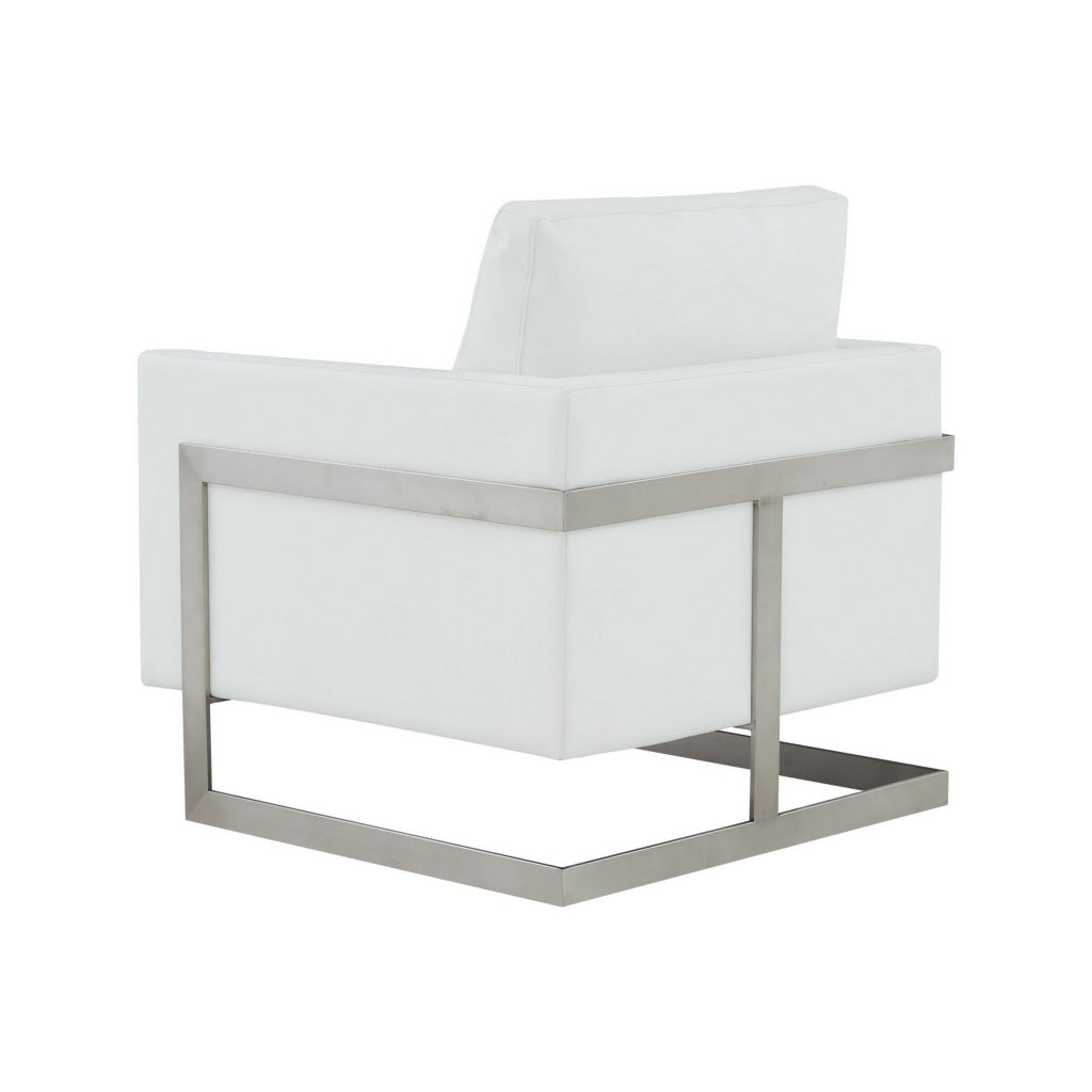 Cid Kaly 34 Inch Accent Chair Cantilever Frame White Faux Leather By Casagear Home BM311154