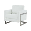 Cid Kaly 34 Inch Accent Chair Cantilever Frame White Faux Leather By Casagear Home BM311154