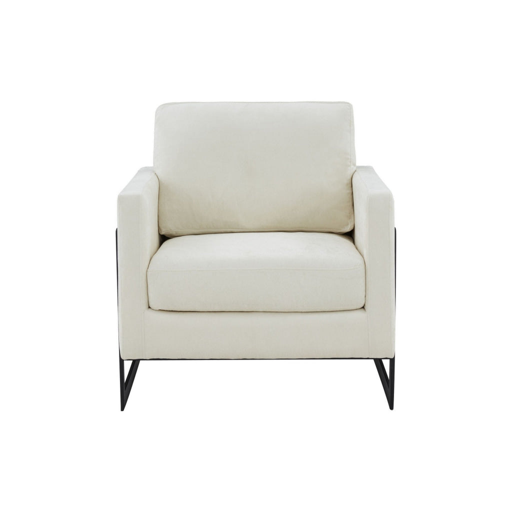 Cid Kaly 34 Inch Accent Chair Cantilever Frame Cream Fabric Upholstery By Casagear Home BM311155