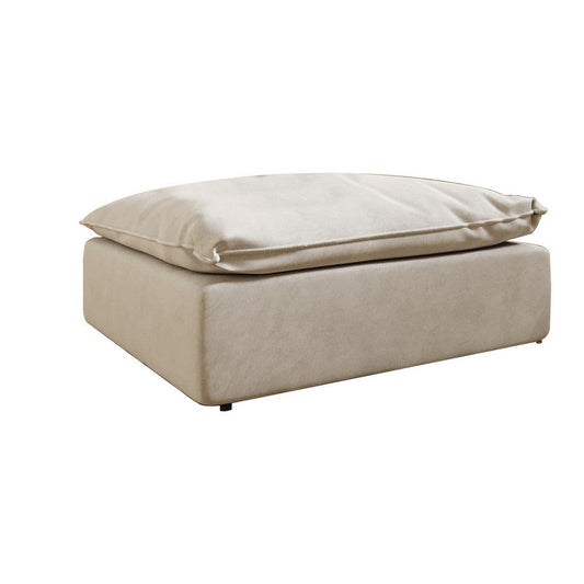 Reno Bill 44 Inch Ottoman, Boxy Frame, Duck Feather Pillow, Light Gray By Casagear Home