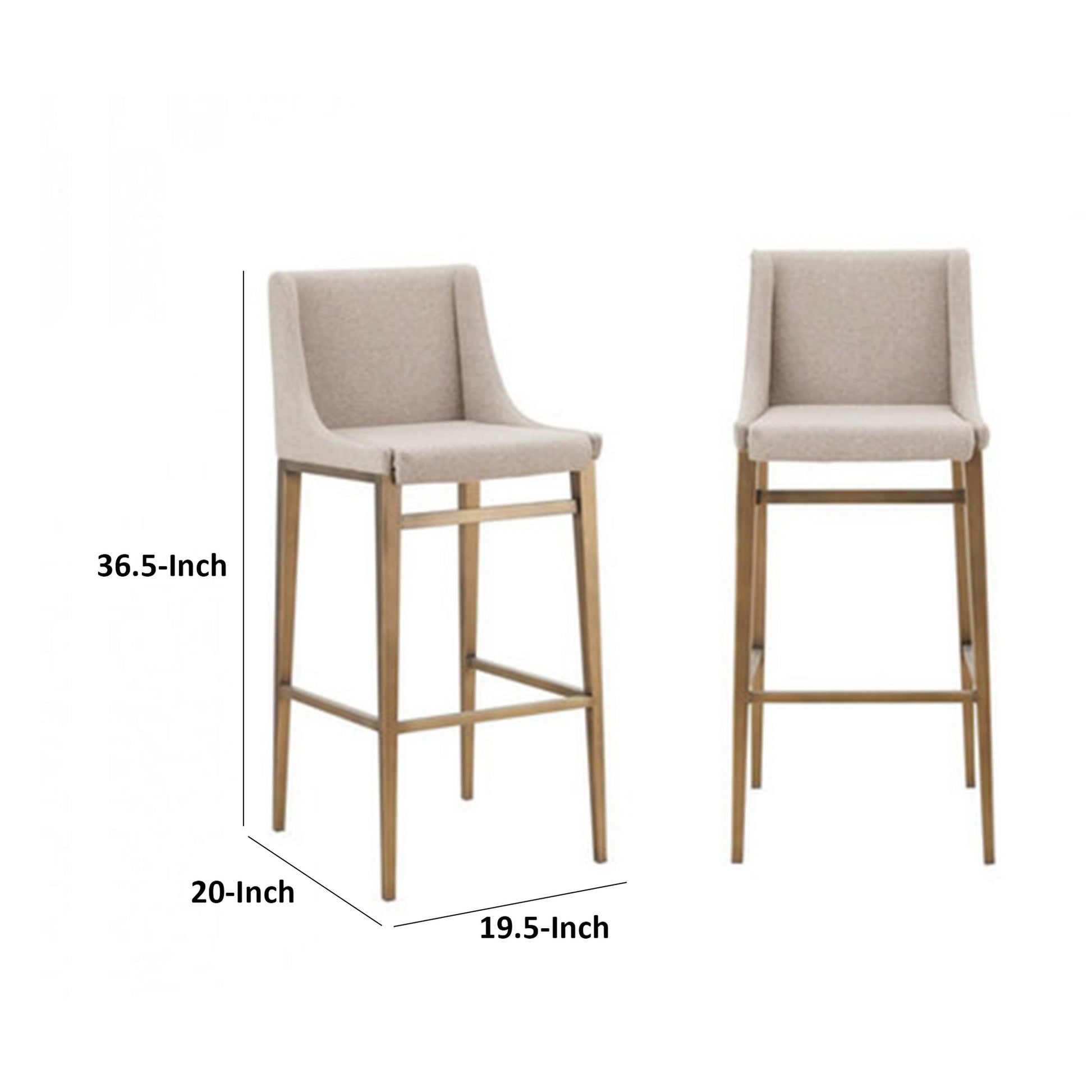 Cid Kinn 27 Inch Counter Stool Chair Set of 2 Beige Velvet Upholstery By Casagear Home BM311160