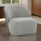 32 Inch Swivel Accent Chair, Smooth Curved Shape, Gray Fabric Upholstery By Casagear Home