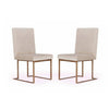 24 Inch Dining Chair Set of 2 Brass Steel Frame Beige Velvet Upholstery By Casagear Home BM311166