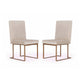 24 Inch Dining Chair Set of 2 Brass Steel Frame Beige Velvet Upholstery By Casagear Home BM311166