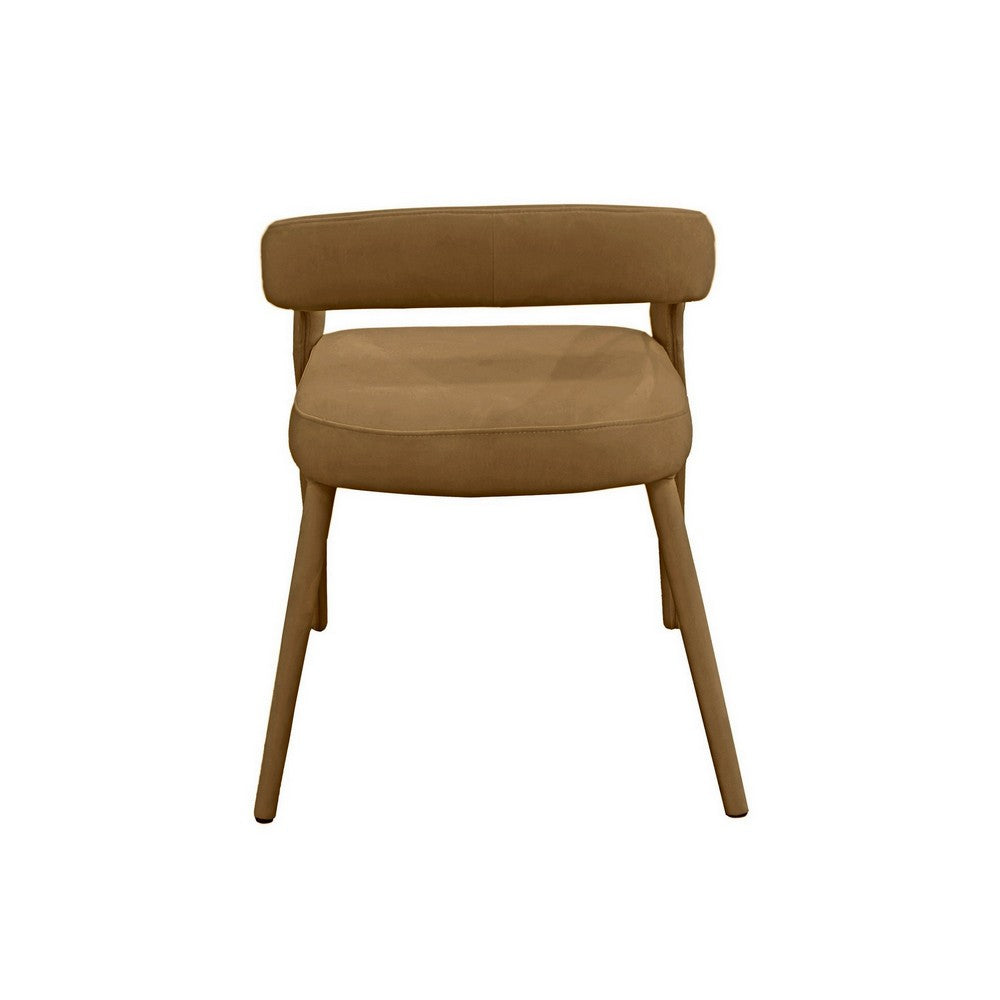 Lon 23 Inch Dining Chair Cushioned Seat Curved Open Back Tan Polyester By Casagear Home BM311168