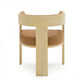 24 Inch Dining Chair Curved Open Back Cushioned Natural Ash Rust Fabric By Casagear Home BM311170
