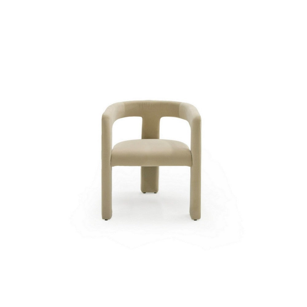 Lavi 26 Inch Dining Chair Cushioned Curved Open Back Beige Upholstery By Casagear Home BM311172