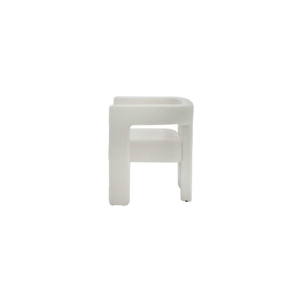 26 Inch Dining Chair Cushioned Seat Square Open Back White Upholstery By Casagear Home BM311174