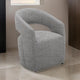 26 Inch Accent Chair, Cushioned, Curved Open Back, Gray Fabric Upholstery By Casagear Home