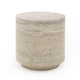 Lia 18 Inch End Table Round Travertine Stone Finish Laminated Top By Casagear Home BM311182