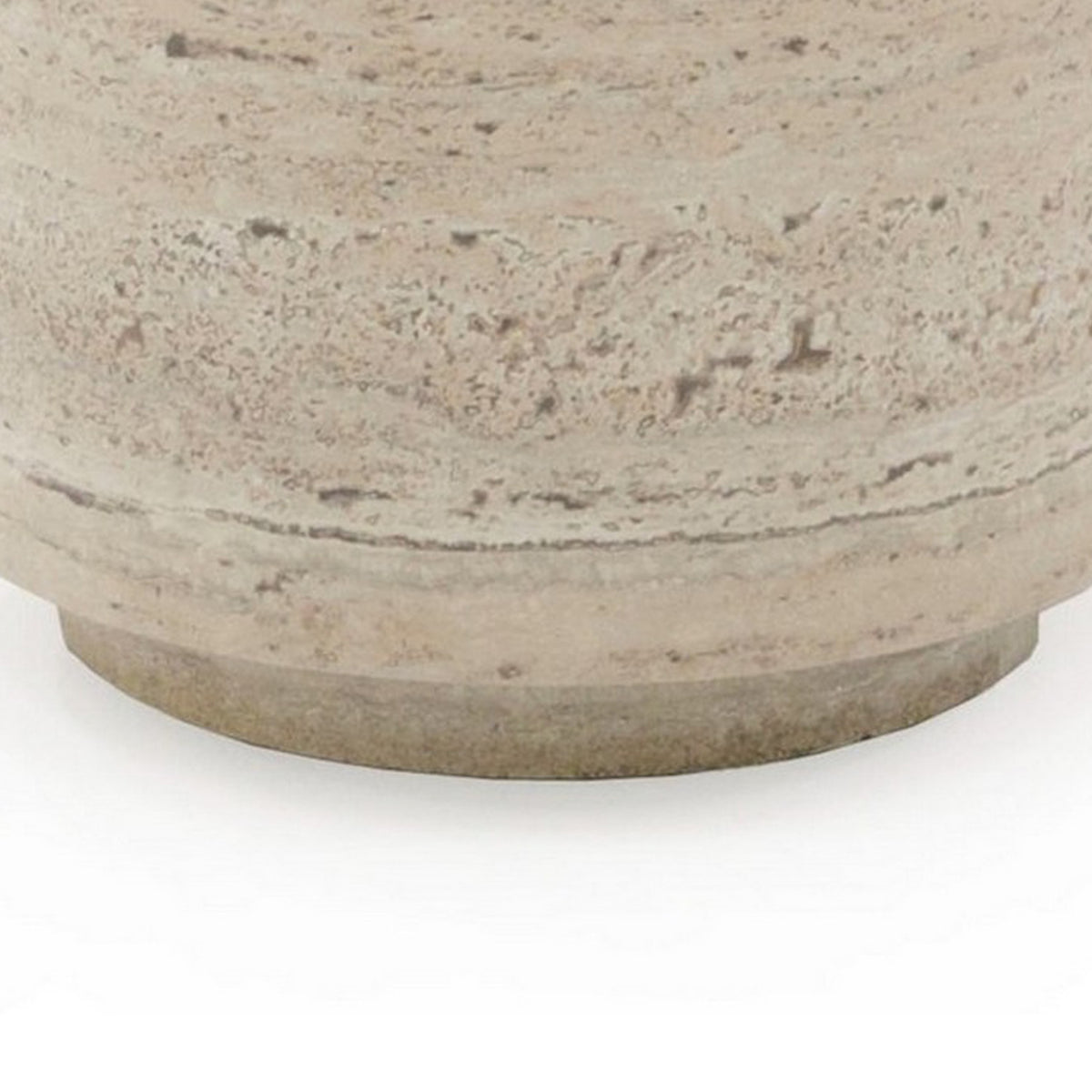 Lia 18 Inch End Table Round Travertine Stone Finish Laminated Top By Casagear Home BM311182