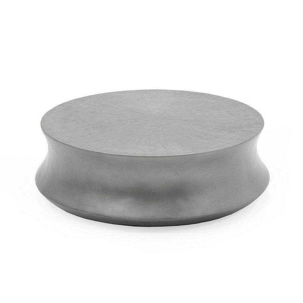 32 Inch Coffee Table Round Fibreglass Accent Tabletop Modern Gray Finish By Casagear Home BM311184