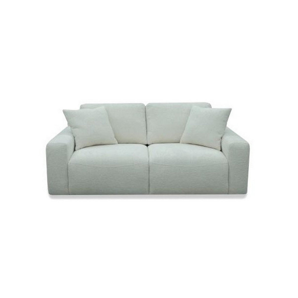 69 Inch Loveseat 2 Throw Pillows Cushioned Seats with White Polyester By Casagear Home BM311189