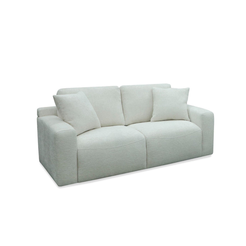 69 Inch Loveseat 2 Throw Pillows Cushioned Seats with White Polyester By Casagear Home BM311189