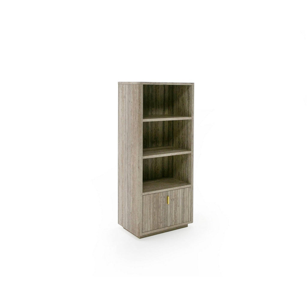 Fly 63 Inch Vertical Bookcase 3 Shelves 1 Drawer Gray Stone Laminate By Casagear Home BM311191