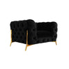 50 Inch Accent Chair Cushioned Button Tufting Black Velvet Upholstery By Casagear Home BM311194