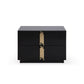 28 Inch Nightstand Modern Vertical Gold Handles 2 Drawers Black Finish By Casagear Home BM311195