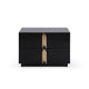 28 Inch Nightstand Modern Vertical Gold Handles 2 Drawers Black Finish By Casagear Home BM311195