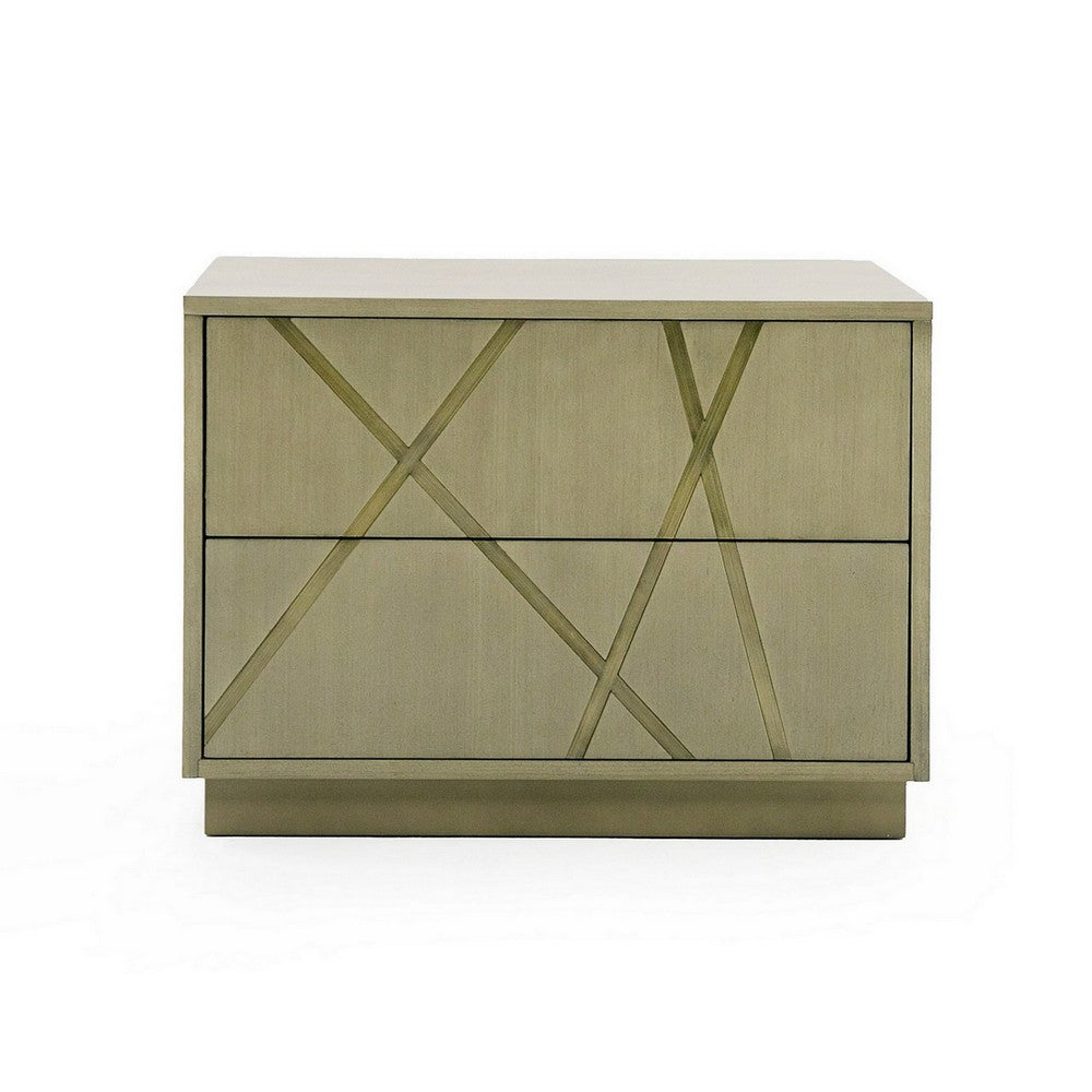 28 Inch Nightstand Cross Sectioned Paint Art Cubed Design Bronze White By Casagear Home BM311196