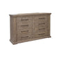 Tren 69 Inch Dresser, 8 Drawers with Black Handles, Pine Wood, Gray By Casagear Home