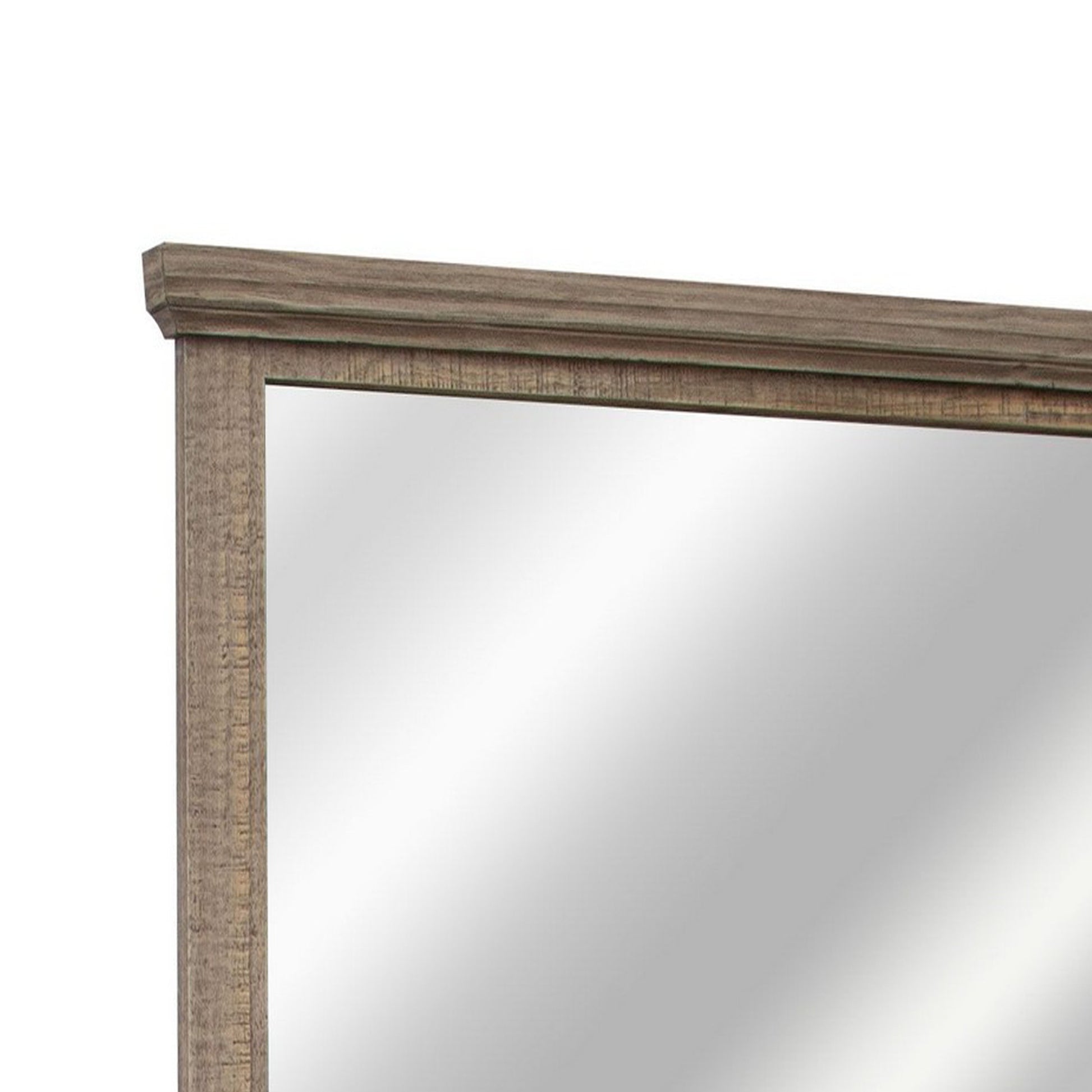 Tren 37 x 42 Dresser Mirror Rectangular Pine Wood Gray Grain Details By Casagear Home BM311200