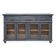 71 Inch Sideboard Console Table 3 Drawers 4 Glass Doors Pine Wood Blue By Casagear Home BM311202