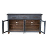 71 Inch Sideboard Console Table 3 Drawers 4 Glass Doors Pine Wood Blue By Casagear Home BM311202