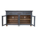 71 Inch Sideboard Console Table 3 Drawers 4 Glass Doors Pine Wood Blue By Casagear Home BM311202