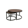 Brun Coffee Table Set of 2 Nesting Copper Top Black Iron Curved Base By Casagear Home BM311210