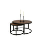 Brun Coffee Table Set of 2 Nesting Copper Top Black Iron Curved Base By Casagear Home BM311210