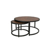 Brun Coffee Table Set of 2, Nesting, Copper Top, Black Iron Curved Base By Casagear Home