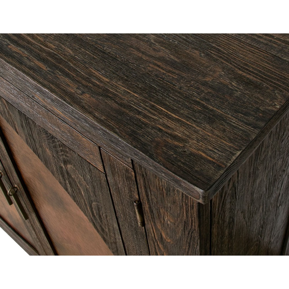 Brun 70 Inch Sideboard Console 4 Copper Doors Pine Wood Frame Deep Brown By Casagear Home BM311211
