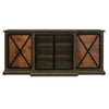 Brun 78 Inch Sideboard Console 2 Acrylic 2 Copper Doors Brown Pine Wood By Casagear Home BM311212