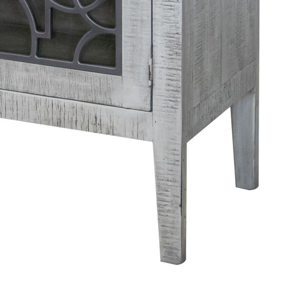 Medo 54 Inch Sideboard Console Gray Pine Wood 2 Doors Metal Handles By Casagear Home BM311219