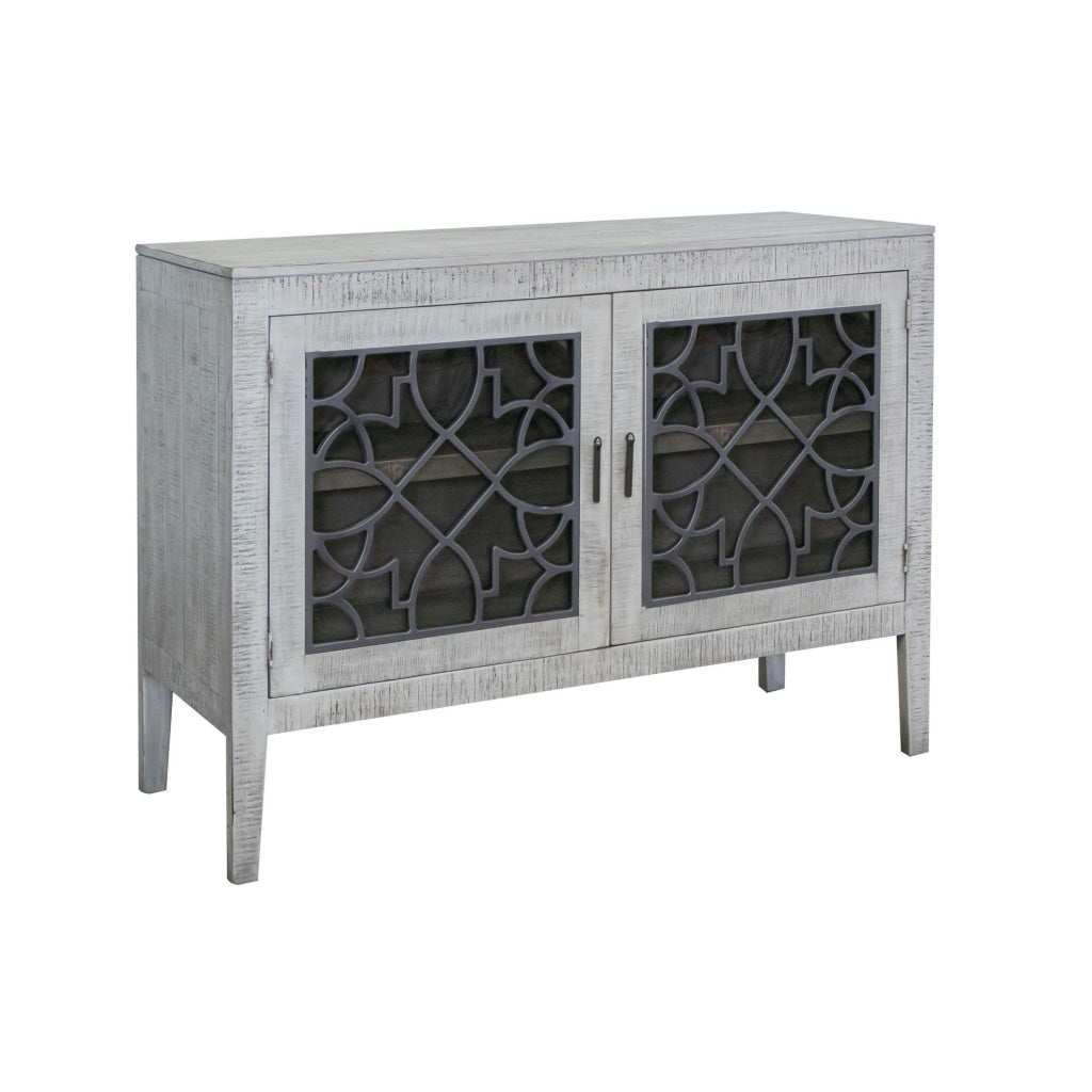 Medo 54 Inch Sideboard Console Gray Pine Wood 2 Doors Metal Handles By Casagear Home BM311219