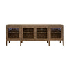 Medo 107 Inch Sideboard Console Brown Pine Wood 4 Doors Metal Handles By Casagear Home BM311220