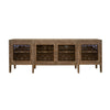 Medo 107 Inch Sideboard Console Brown Pine Wood 4 Doors Metal Handles By Casagear Home BM311220