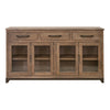 Umey 70 Inch Sideboard Console Mango Wood 3 Drawers 4 Glass Doors Brown By Casagear Home BM311224