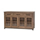 Umey 70 Inch Sideboard Console Mango Wood 3 Drawers 4 Glass Doors Brown By Casagear Home BM311224