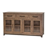 Umey 70 Inch Sideboard Console Mango Wood 3 Drawers 4 Glass Doors Brown By Casagear Home BM311224