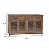 Umey 70 Inch Sideboard Console Mango Wood 3 Drawers 4 Glass Doors Brown By Casagear Home BM311224
