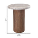 Kohl 26 Inch Side End Table Brown Mango Wood Drum Base Cream Floated Top By Casagear Home BM311232