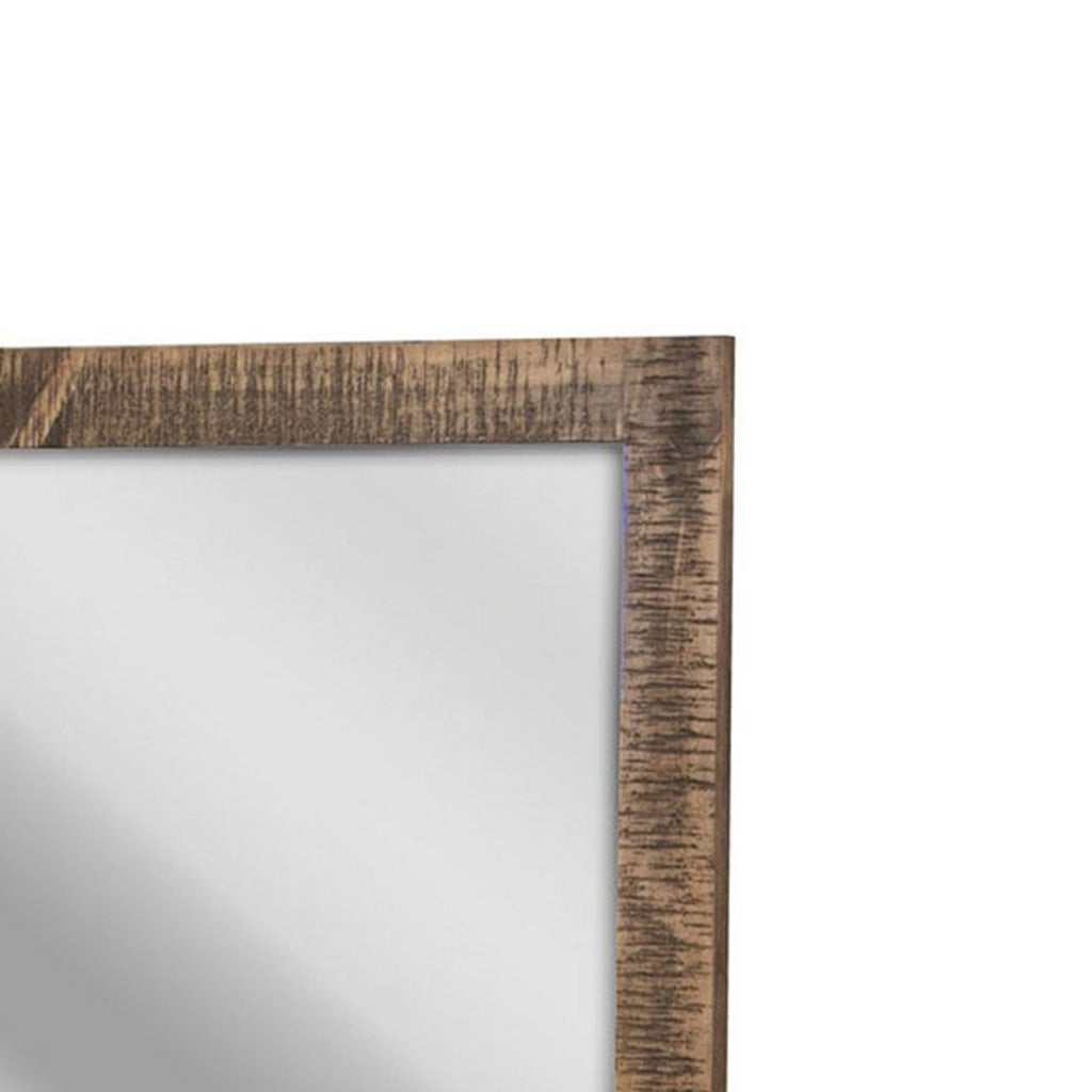 Texu 36 x 43 Inch Dresser Mirror Solid Pine Wood Rectangular Brown By Casagear Home BM311243