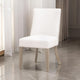 27 Inch Dining Chair Set of 2, Cushioned, Linen White, Brown Ash Wood By Casagear Home