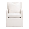 28 Inch Dining Armchair with Caster Wheels 1 Pillow Piped Details White By Casagear Home BM311364