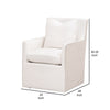 28 Inch Dining Armchair with Caster Wheels 1 Pillow Piped Details White By Casagear Home BM311364
